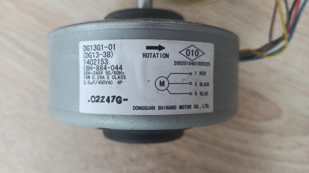 Купить Б/У Мотор внутреннего блока кондиционера Ferolli SMILE 12000 PC2 / DG13G1-01 (DG13-38), 208-240V, 50/60Hz, 18W, 0.29A - цены в Севастополе