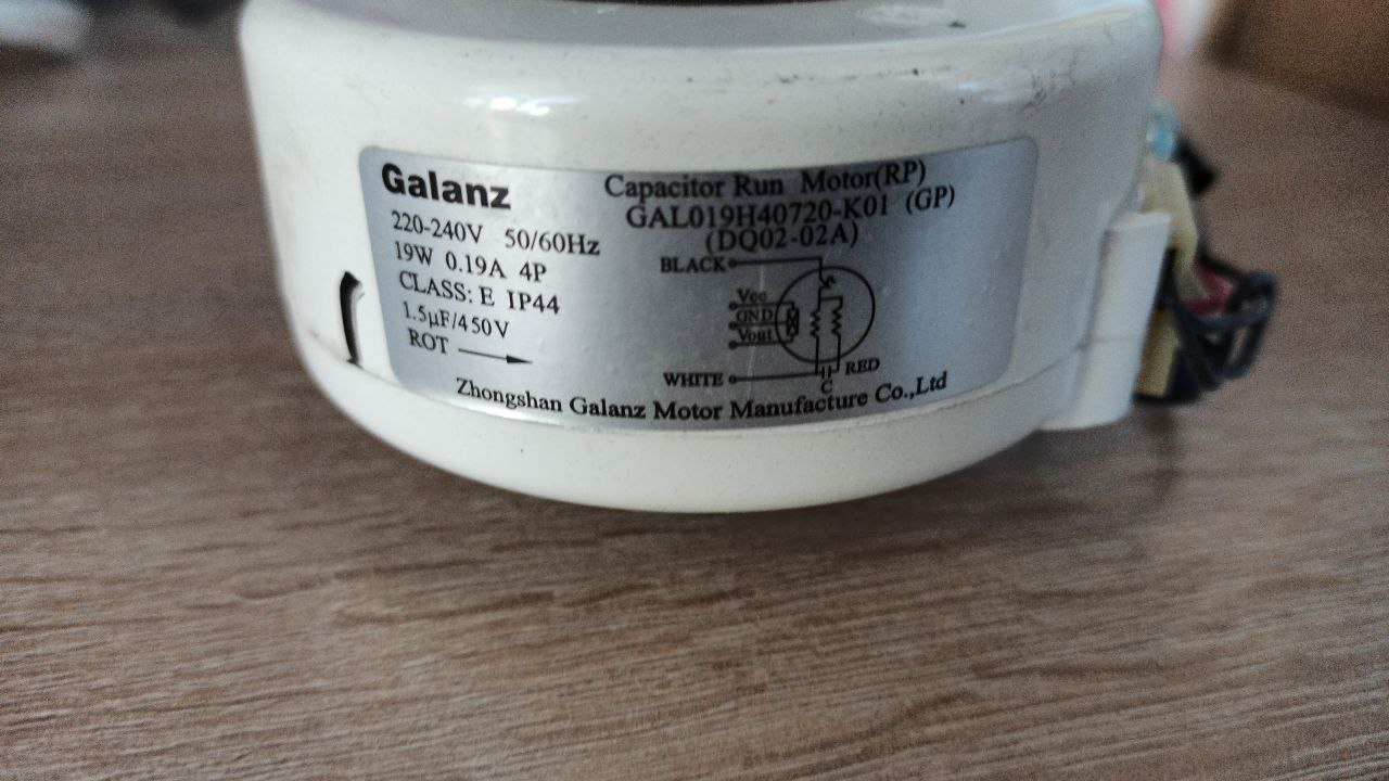 Купить Б/У Мотор внутреннего блока кондиционера EuroHoff E8W07H1 / Galanz GAL019H40720-K01 (Dq02-02A), 220-240V, 50/60Hz, 19W, 0.19A, 4P - цены в Севастополе